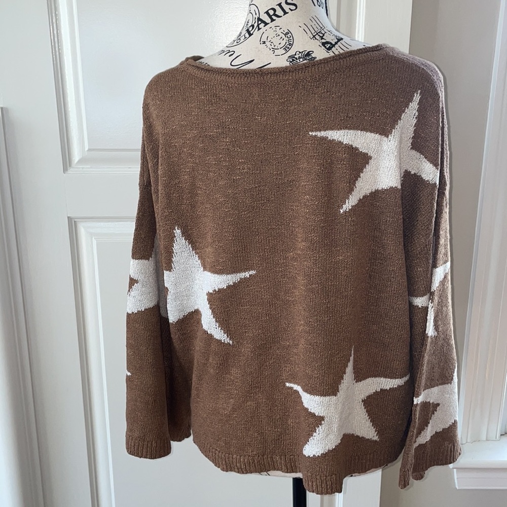 NWOT Camel Knit Star Sweater with Bell Sleeves - Picture 9 of 12